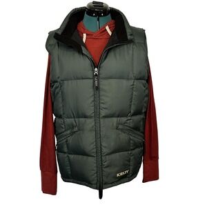 Kelty Vest Mens Medium Green‎ Down Puffer Quilted Zip Pockets Outdoor Hiking
